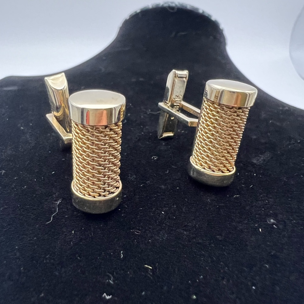 Swank Gold Tone Mesh Scroll Cufflinks - image 1